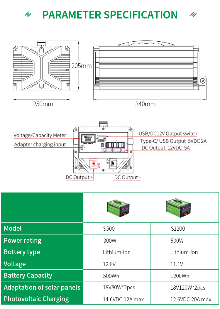 Outdoor Portable Solar Power Station Generator 500Wh High Power Emergency Power Supply