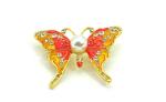 Red Butterfly Fashion Brooch Pin Inlaid Diamond For Clothing ODM