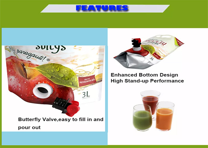 Olive Oil Coffee Wine Beverage Bag In Box Dispenser Aluminum Foil 1l 2l 3l 5l Stand Up Pouch With Vitop Tap / Spigot