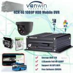 H.265 4CH 1080P HDD Mobile DVR Vehicle CCTV Video Recorder Kit Camera System