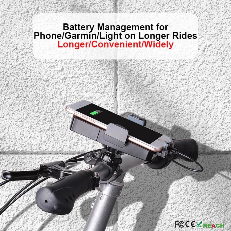 Rechargeable 5200mAH Detachable Bike Mount Phone Holder