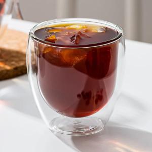 China 9 Ounce Double Wall Drinking Glass Borosilicate Insulated Coffee Cup Mouth Blown wholesale