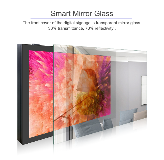 Non Touch Mirror lCD Screen For Advertisement Fans Cooling Waterproof Semi Outdoor