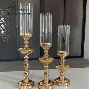 China Wholesale Wedding Gold Candle Holder Table Decoration Metal Candlestick Holder Stand on sale