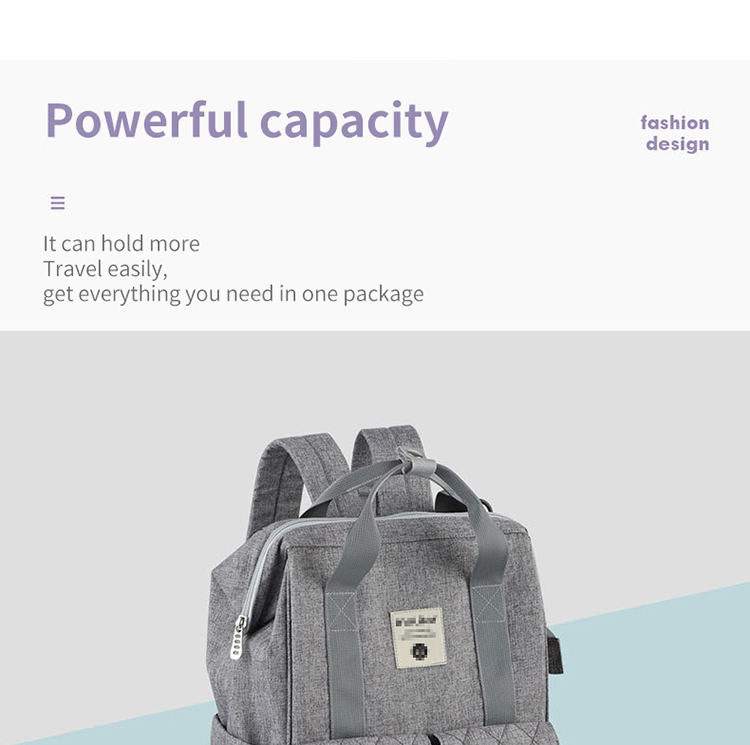 Multifunctional Mommy Diaper Bag Backpack With Trailer Buckle OEM ODM