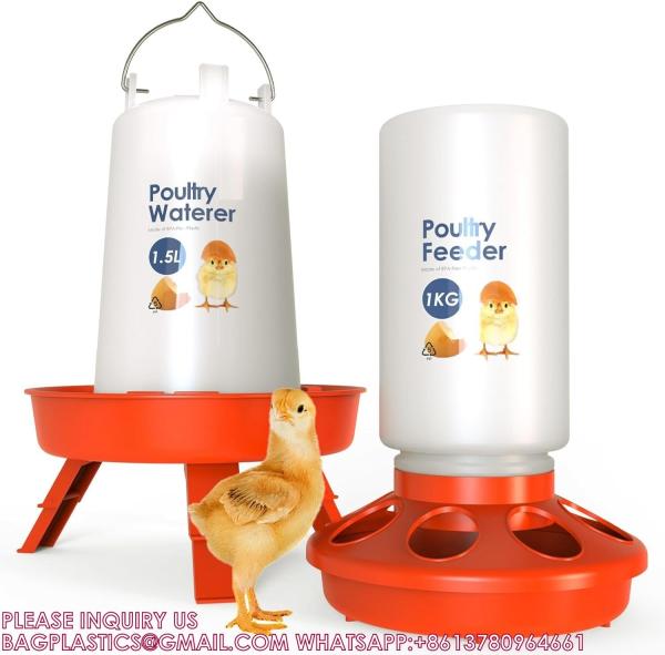 Recyclable Sustainable Plastic Chick Feeder Waterer Kit Chicken Feeder and