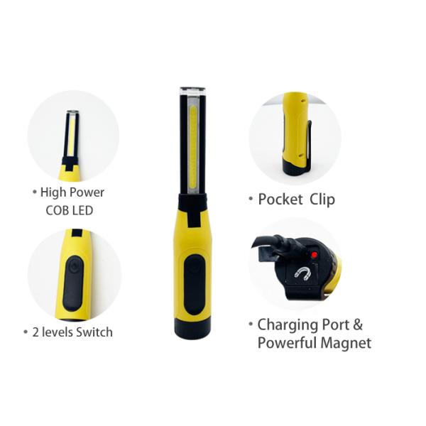 Mini USB Handheld Rechargeable Led Work Lights With Magnet And Clip