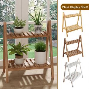China 9 3 4 Tier Bamboo Ladder Plant Stand Outdoor Indoor Storage Rack Holder Wooden Flower Pots on sale