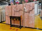 Transparent Afghan Pink Jade Onyx Slab With Brown Veins