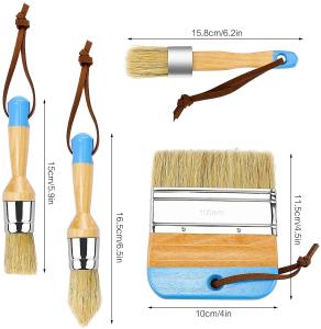 China 4 Pieces Chalk Paint Brush Wood Chalk And Wax Brushes Natural Stencil Brushes wholesale