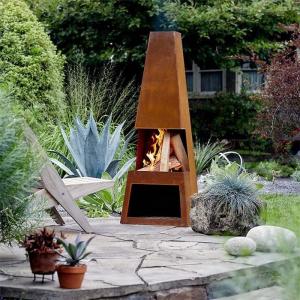 China Contemporary 11 Gauge Corten Steel Outdoor Fireplace Chimney wholesale