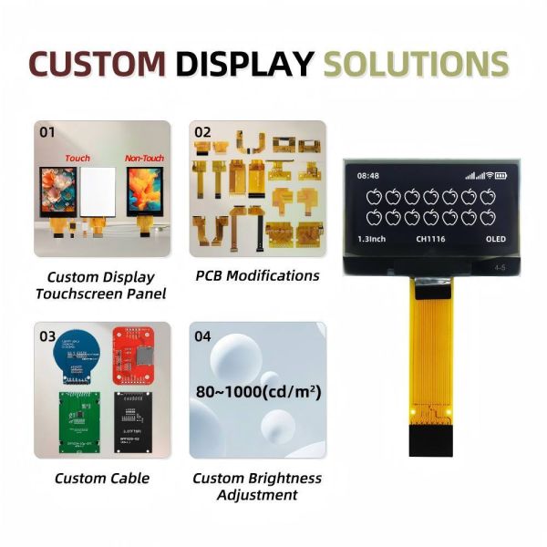 1.3" OLED Display Module with 128x64 Resolution and 16-Pin I2C/SPI Interface