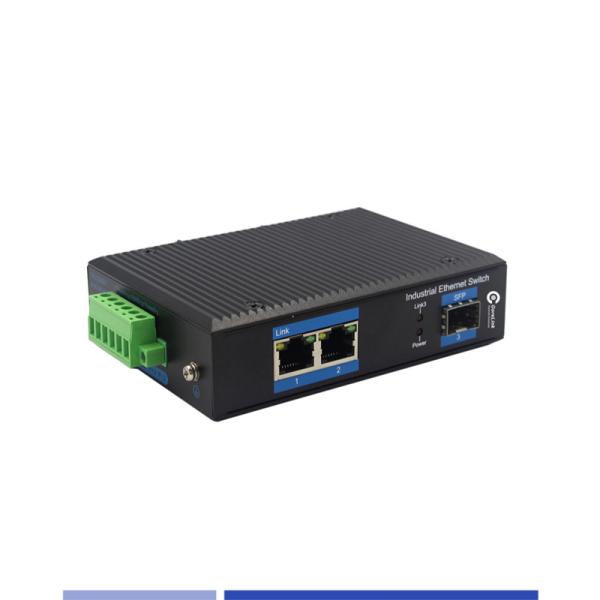 Industrial Fiber Media Converter 10/100/1000M 1 SFP with 2 RJ45 port Singlemode