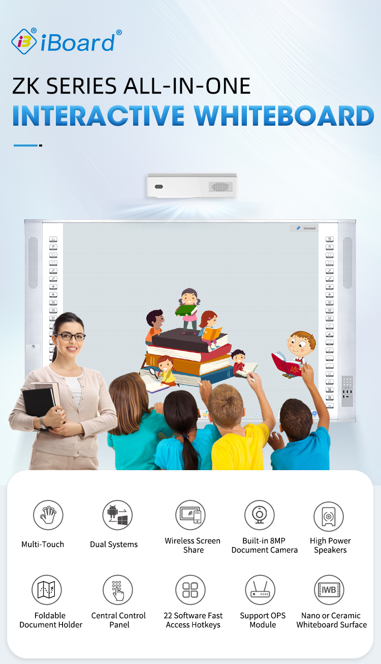 96 Inches Portable Interactive Whiteboard Smart Whiteboard With Laser Projector