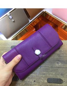 China Hot sell high end quality purple women purse designer purse goatskin purse passport purse brand flat purse LR-P01 wholesale