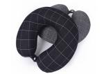 Grey Color Crossline Pattern Memory Foam Neck Pillow Travel With Storage Bag