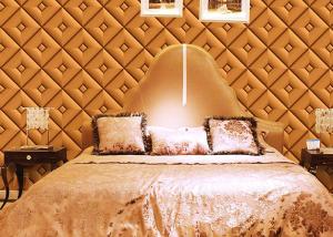 China Diamond Pattern Inmitation Leather Asian Inspired Wallpaper Chinese Style Foam Process wholesale