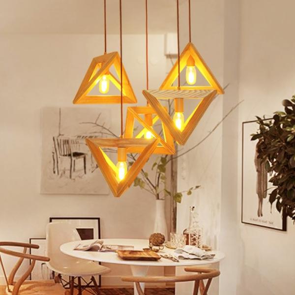 Triangle rectangle wood Pendant Hanging Lights For Indoor Home Kitchen Dining