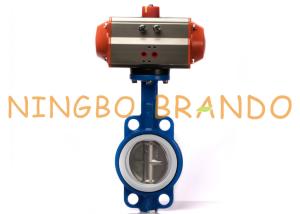 China 4'' DN100 PTFE Seat Wafer Butterfly Valve With Pneumatic Actuator wholesale