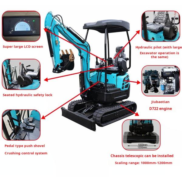 Kubota Engine Crawler Mini Excavator Hydraulic Transmission Digging Depth 2350mm