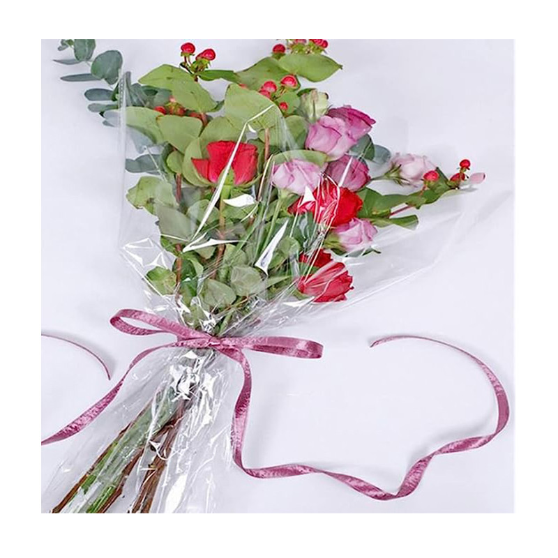 200 Pieces Plastic Flower Bouquet Sleeve Clear Cellophane Bags Rose Packaging