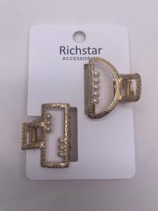 China Plain Metal Hair Claw Clips with Fashionable Pearl in Matte Finish wholesale