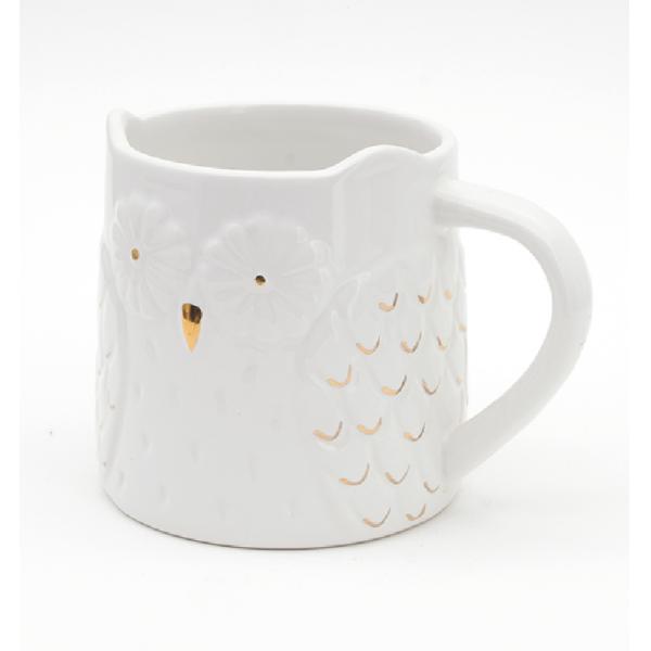 Custom Design White 16oz 3d Hand Paint Earthenware Owl Mug Ceramic Coffee
