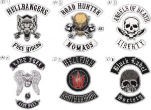 China Heat Press 3D Metallic Motorcycle Club Patch Polyester Embroidered Biker Patches wholesale