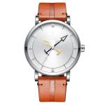 Alloy Case Mens Casual Leather Watch 30 Meters Water Resistance Mineral Glass