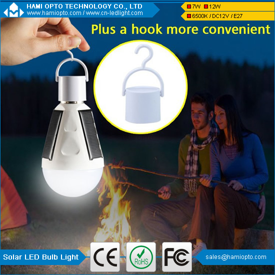 7W 5Hours work time Portable E27/E26 Led Bulb Lamp Rechargeable Solar Panel Applicable