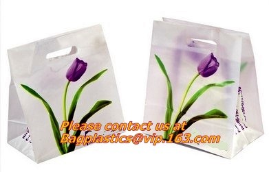 Frosted Die Cut Handle Take Out Bag for Bread Packing,reinforce die cut handle plastic LDPE foldable shopping poly bag
