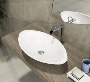 China Resin Stone Counter Top Basin Oval Shape Stone Vessel Bathroom Sinks on sale