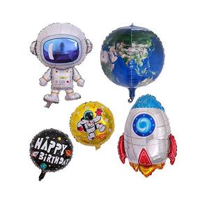 China Outer Space Themed Foil Mylar Party Balloons Astronaut Rocket Pattern 5Pcs wholesale