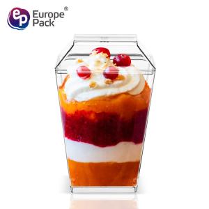 China Hot sale 100% food grade 160ml square shape disposable transparent plastic yogurt cup with lid wholesale