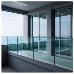 Commercial Residential Balcony Steel Glass Railing Minimalist Design ISO
