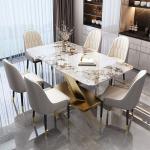 Luxury 8 Seater White Marble Rectangle Dining Table Height 0.78m