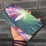 Thailand Authentic Stingray Skin Female Large Wallet Genuine Leather Lady Green