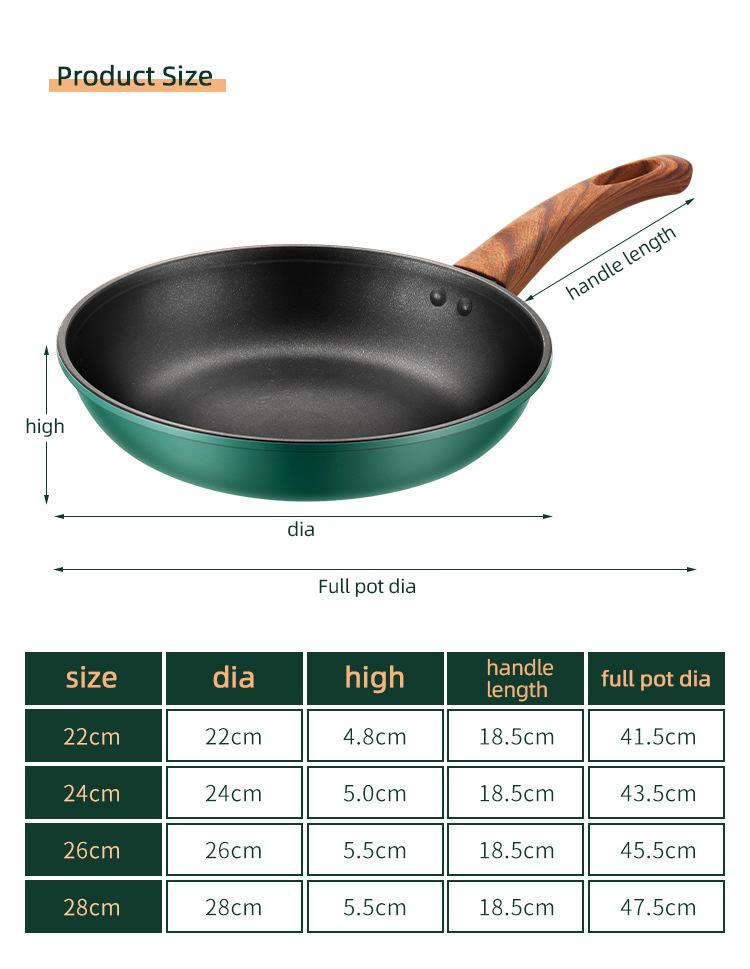 Good Quality Multicolor Aluminum 22/24/26/28 Cm Induction Cookware Skillet Non Stick Fry Pans