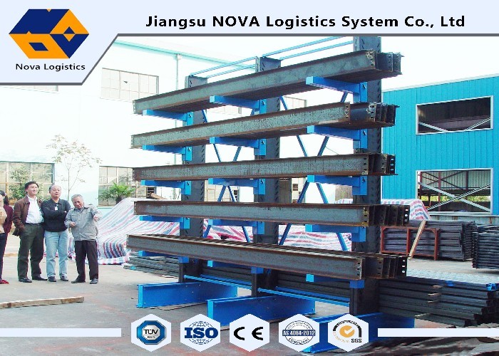 Durable Double Sided Cantilever Steel Rack Plastic Powder Coating For Warehouse