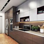 Custom Wooden Lacquer Melamine Veneer Kitchen Cabinet for Villa and Apartment