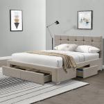 4 Drawer Cream Crushed Velvet Bed Frame Double Size OEM ODM