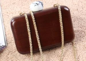 China Elegant Ladies Evening Wooden Clutch Bag With Pearl Clasp Style Closure wholesale
