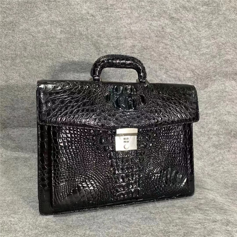 Authentic True Alligator Skin Businessmen Passcode Briefcase Top-handle Bag Genuine Crocodile Leather Male Large Handbag