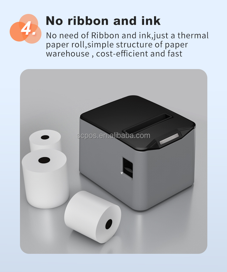 Automatic Cutter ABS 80mm Thermal Receipt Printer USB LAN/USB BT Sound and Light Alarm
