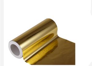China PET Metalized Polyester Thermal Lamination Film Gold Sliver Bronze Light Reflective Surface 3000m wholesale