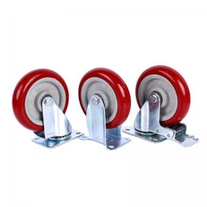 China 92*64mm 3 Inch Caster Wheels On Red PVC Polyurethane Customizable wholesale
