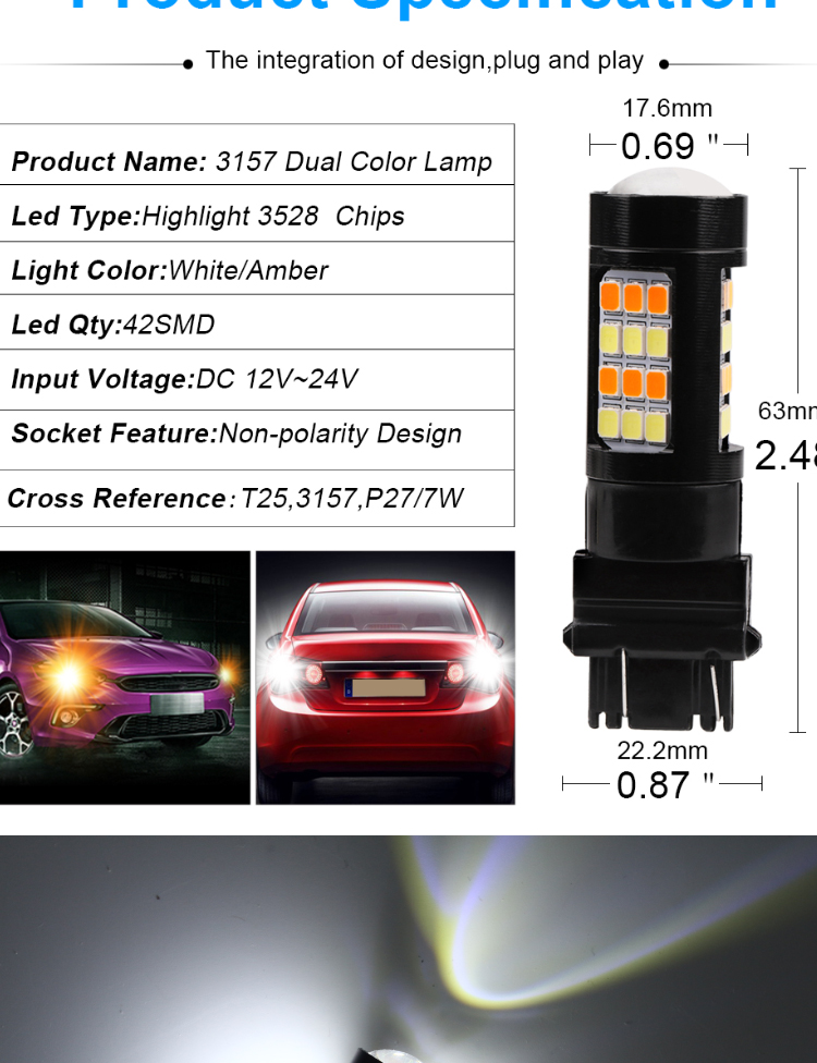 12V 2835 42 SMD LED Bulb Headlight 1156 1157 Tail Car Indicator Lights