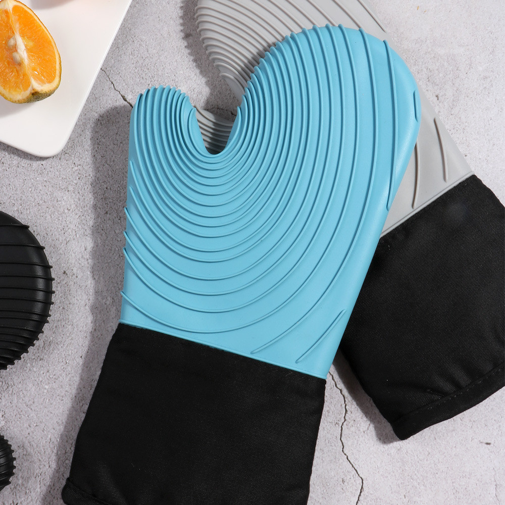 Silicone Oven Mitts Pair BBQ Gloves Heat Resistant Silicone Grilling Gloves Silicone Kitchen Utensil Baking Gloves