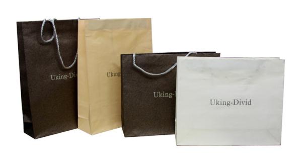 OEM Colorful Uking Divid 180g Recycle Paper Carrier Bag With Stamped / Embossed