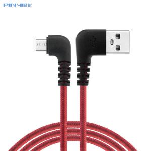 China Android 5V 2.4A USB A to Micro USB Cable Nylon Braid 90 Degree Right Angle wholesale